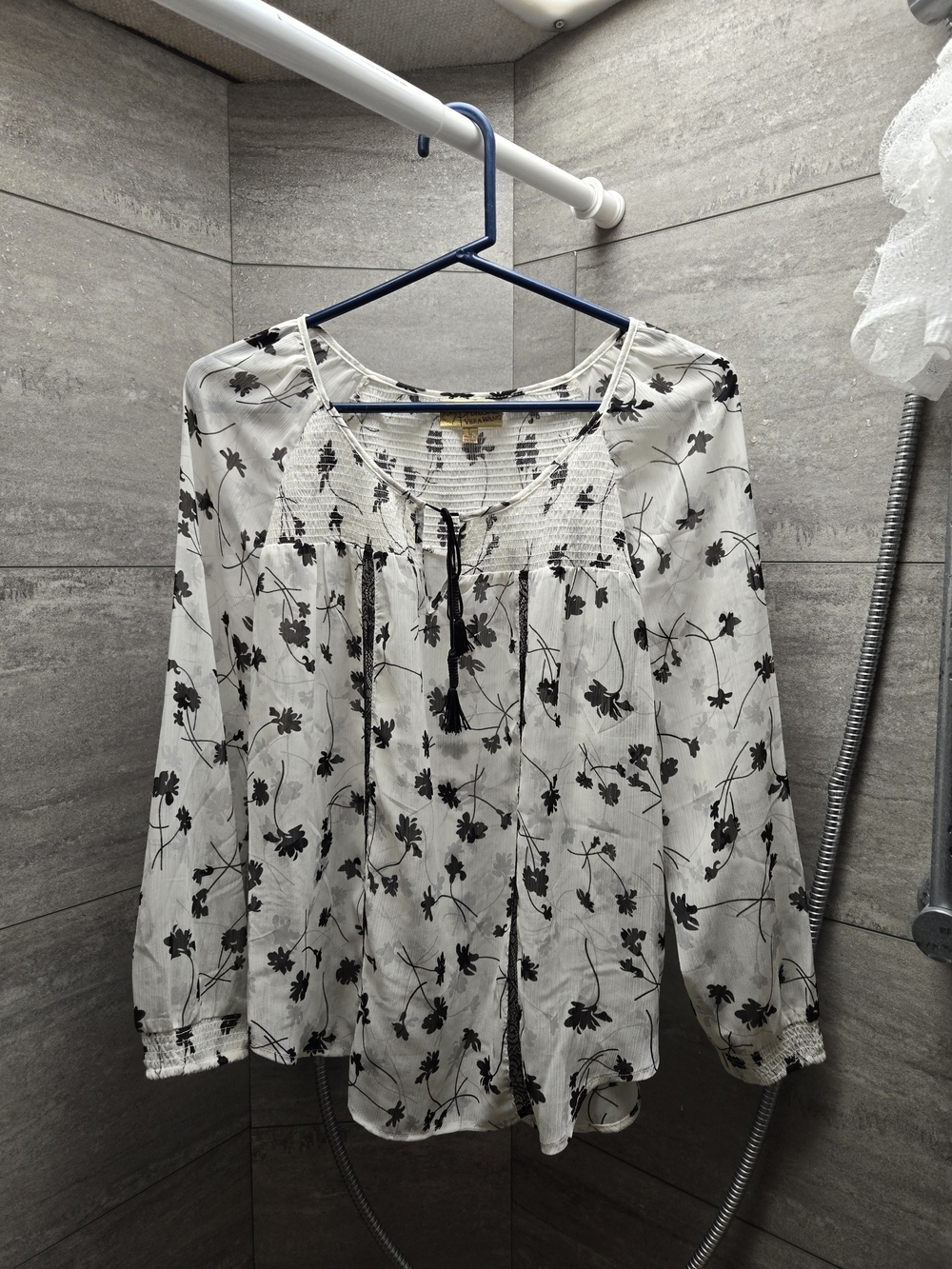 princess vera wang White Tunic with Black Floral Print